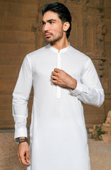 SUMMER'25 MEN KAMEEZ SHALWAR WHITE