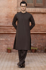 CHOCOLATE-BROWN BLENDED EMBROIDERED KAMEEZ SHALWAR