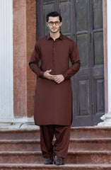 BRICK BROWN BLENDED KAMEEZ SHALWAR