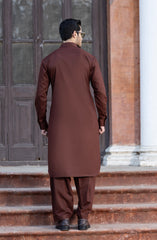 BRICK BROWN BLENDED KAMEEZ SHALWAR
