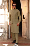 WINTER'24 MEN KAMEEZ SHALWAR WITH WAIST COAT SAND