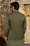 WINTER'24 MEN KAMEEZ SHALWAR WITH WAIST COAT OLIVE GREEN