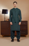 WINTER'24 MEN KAMEEZ SHALWAR WITH WAIST COAT TEAL GREEN