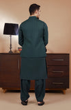 WINTER'24 MEN KAMEEZ SHALWAR WITH WAIST COAT TEAL GREEN