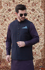 PRE WINTER'23 MEN WAISTCOAT PLAIN NAVY BLUE