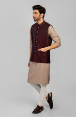 PRE WINTER'23 MEN WAISTCOAT PLAIN MAROON