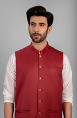 RED PLAIN WAISTCOAT
