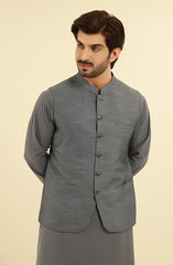 CHARCOAL KAMEEZ SHALWAR WITH WAIST COAT