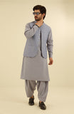 MEN KAMEEZ SHALWAR WITH WAIST COAT LIGHT BLUE