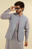 MEN KAMEEZ SHALWAR WITH WAIST COAT LIGHT BLUE