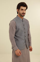 GREY KAMEEZ SHALWAR WITH WAIST COAT