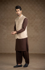 PRE WINTER'23 MEN WAISTCOAT CASUAL FAWN