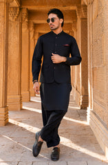 BLACK BLENDED WAISTCOAT