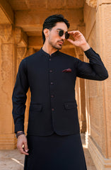 BLACK BLENDED WAISTCOAT