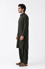 OLIVE-GREEN BLENDED KAMEEZ SHALWAR