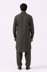 OLIVE-GREEN BLENDED KAMEEZ SHALWAR