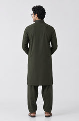OLIVE-GREEN BLENDED KAMEEZ SHALWAR
