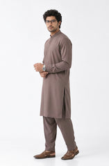 ASH-BROWN BLENDED EMBROIDERED KAMEEZ SHALWAR