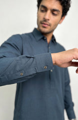 DARK-TEAL BLENDED KAMEEZ SHALWAR