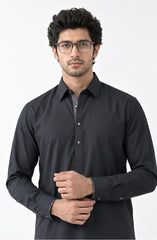 DARK-GREY BLENDED KAMEEZ SHALWAR