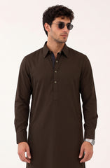 FOREST-BROWN BLENDED KAMEEZ SHALWAR