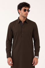 FOREST-BROWN BLENDED KAMEEZ SHALWAR