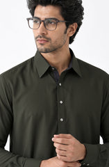 OLIVE-GREEN BLENDED KAMEEZ SHALWAR