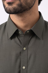 OLIVE-GREEN BLENDED KAMEEZ SHALWAR