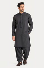 CHARCOAL BLENDED EMBROIDERED KAMEEZ SHALWAR