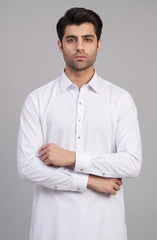 WHITE BLENDED KAMEEZ SHALWAR