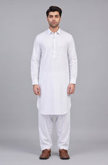 WHITE BLENDED KAMEEZ SHALWAR