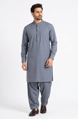 LIGHT STEEL BLUE BLENDED EMBROIDERED KAMEEZ SHALWAR