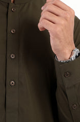 OLIVE BLENDED KAMEEZ SHALWAR