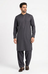 CHOCOLATE-BROWN EMBROIDERED BLENDED KAMEEZ SHALWAR