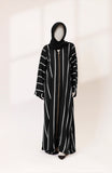 BLACK & WHITE STRIPES WITH ZIPPER ABAYA