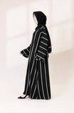 BLACK & WHITE STRIPES WITH ZIPPER ABAYA