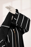 BLACK & WHITE STRIPES WITH ZIPPER ABAYA