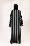 BLACK & WHITE STRIPES WITH ZIPPER ABAYA