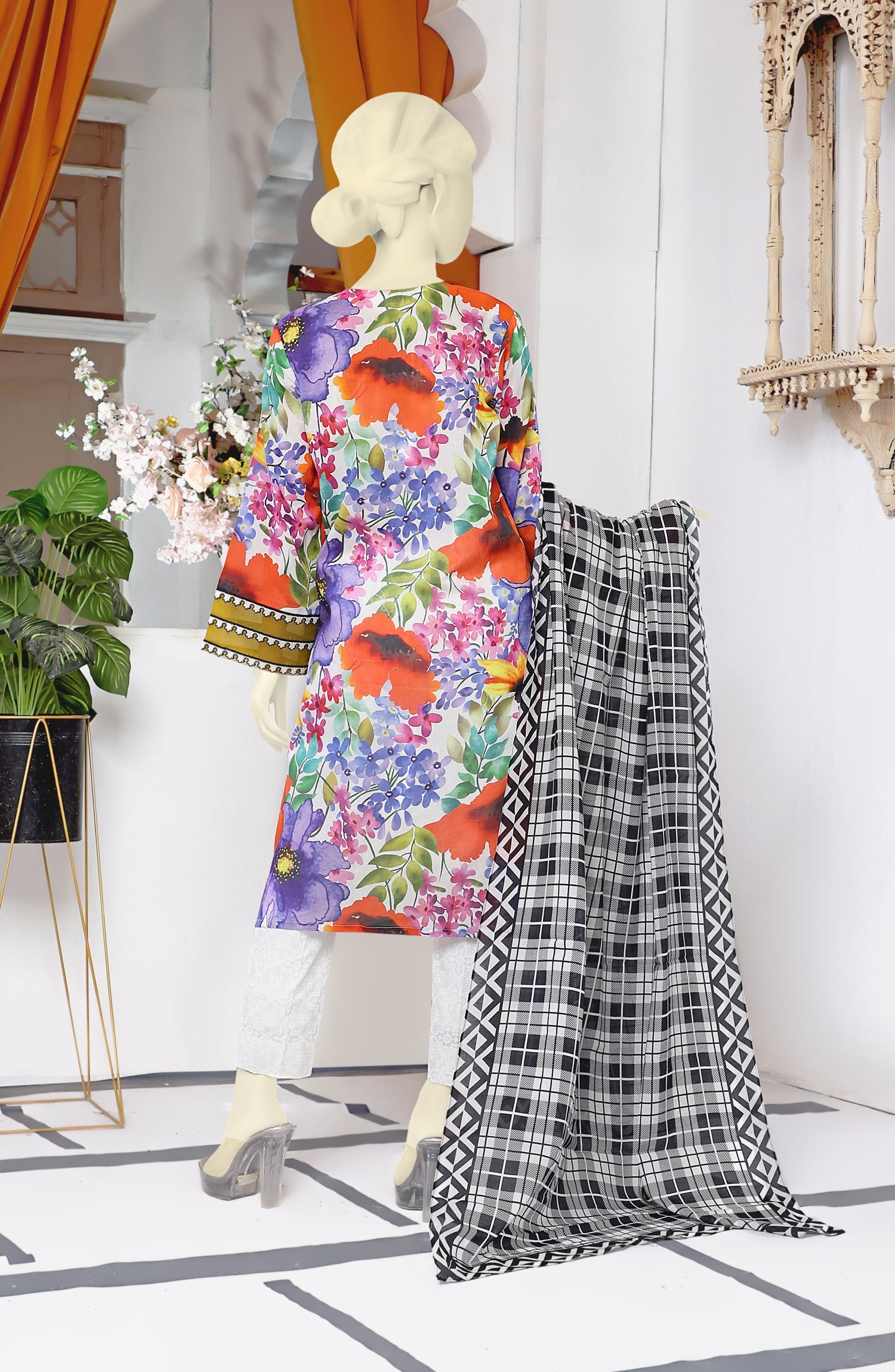 EXCLUSIVE COLLECTION'22 FLORAL STREET PRINTED LAWN 3PC STITCHED