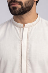 OFF-WHITE EMBROIDERED BLENDED KAMEEZ SHALWAR