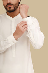 OFF WHITE BLENDED KAMEEZ SHALWAR