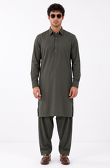 OLIVE-GREEN BLENDED KAMEEZ SHALWAR