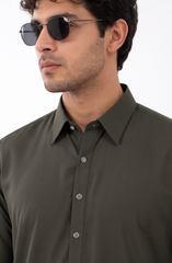OLIVE-GREEN BLENDED KAMEEZ SHALWAR