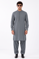 LIGHT STEEL BLUE BLENDED EMBROIDERED KAMEEZ SHALWAR