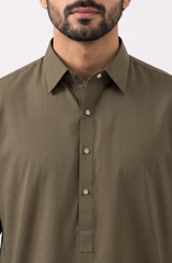 OLIVE BLENDED KAMEEZ SHALWAR