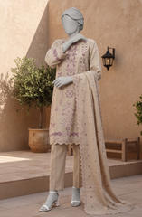 3 PIECE - EMBROIDERED KHADDAR STITCHED