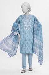 3 PIECE - EMBROIDERED LAWN STITCHED