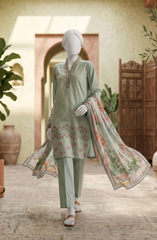 EMBROIDERED CAMBRIC 3PCS UNSTITCHED