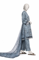 EMBROIDERED PRINTED CAMBRIC STITCHED 3 PIECE