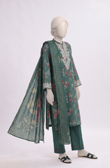 EMBROIDERED CAMBRIC STITCHED 3 PIECE